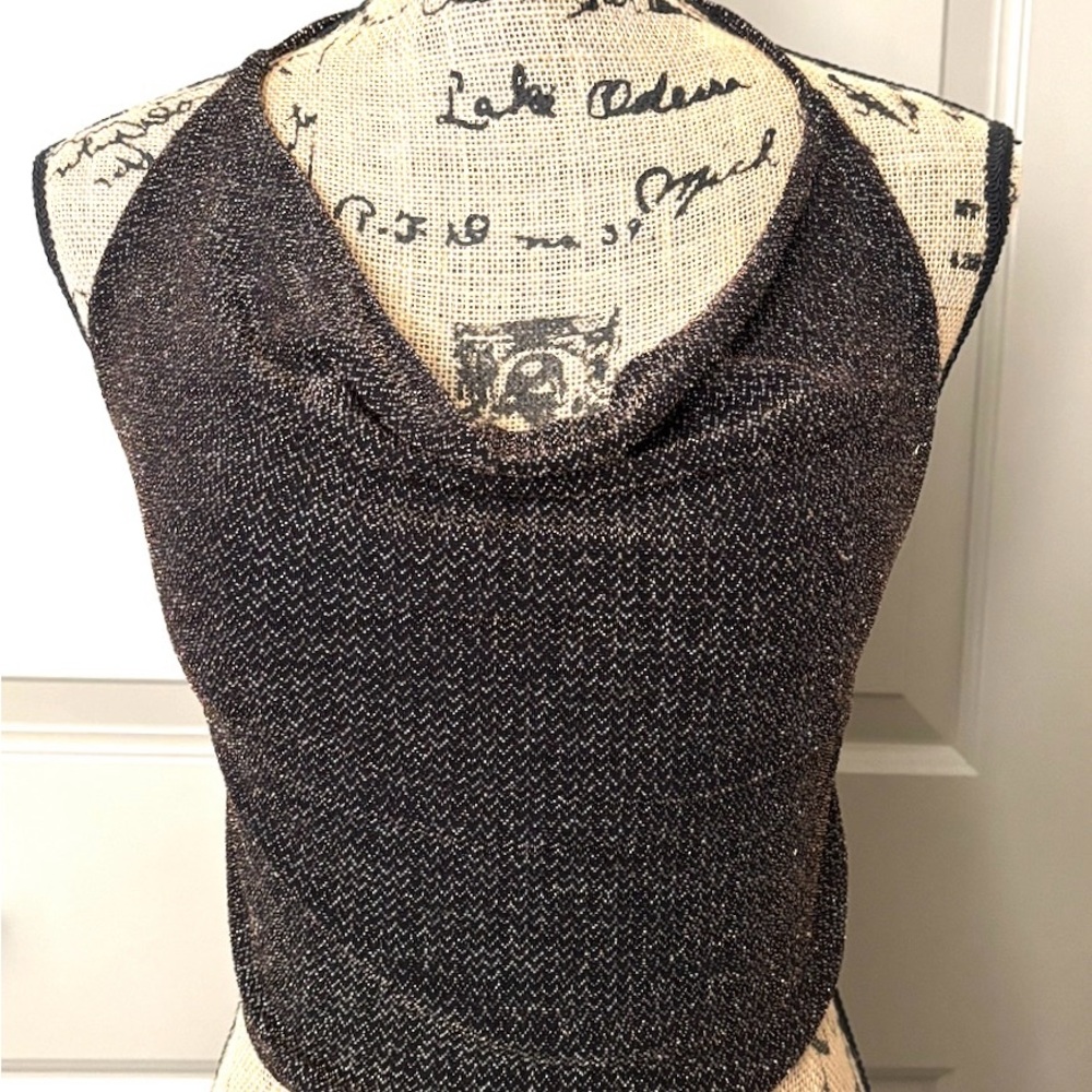 CAUTION TO THE WIND Black & Gold Halter Top